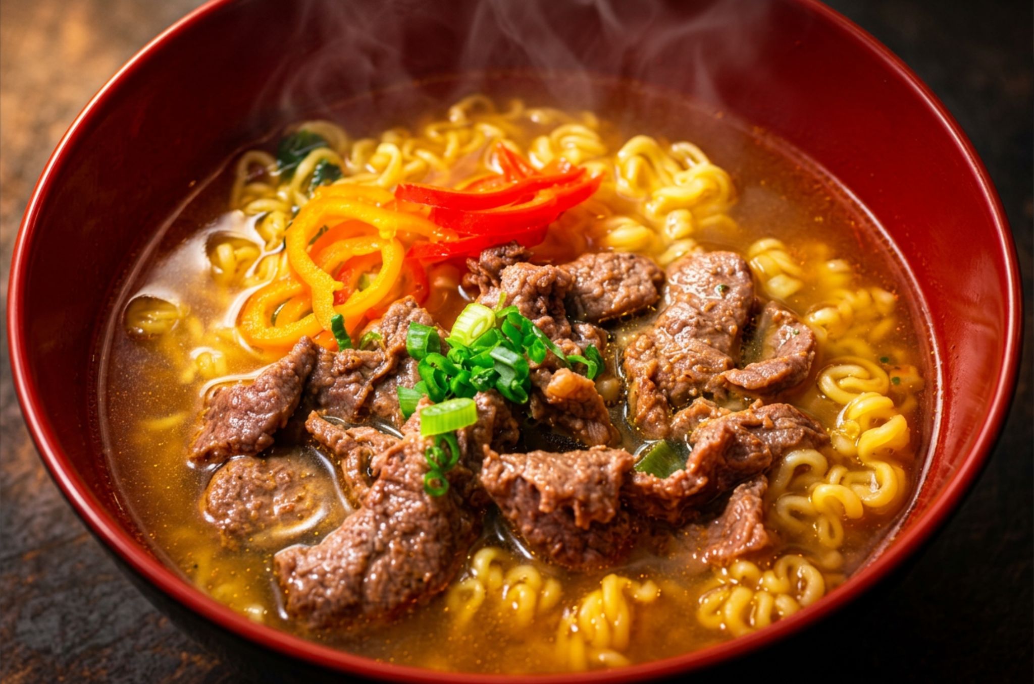Beef ramen bowl at Hearth Bowl