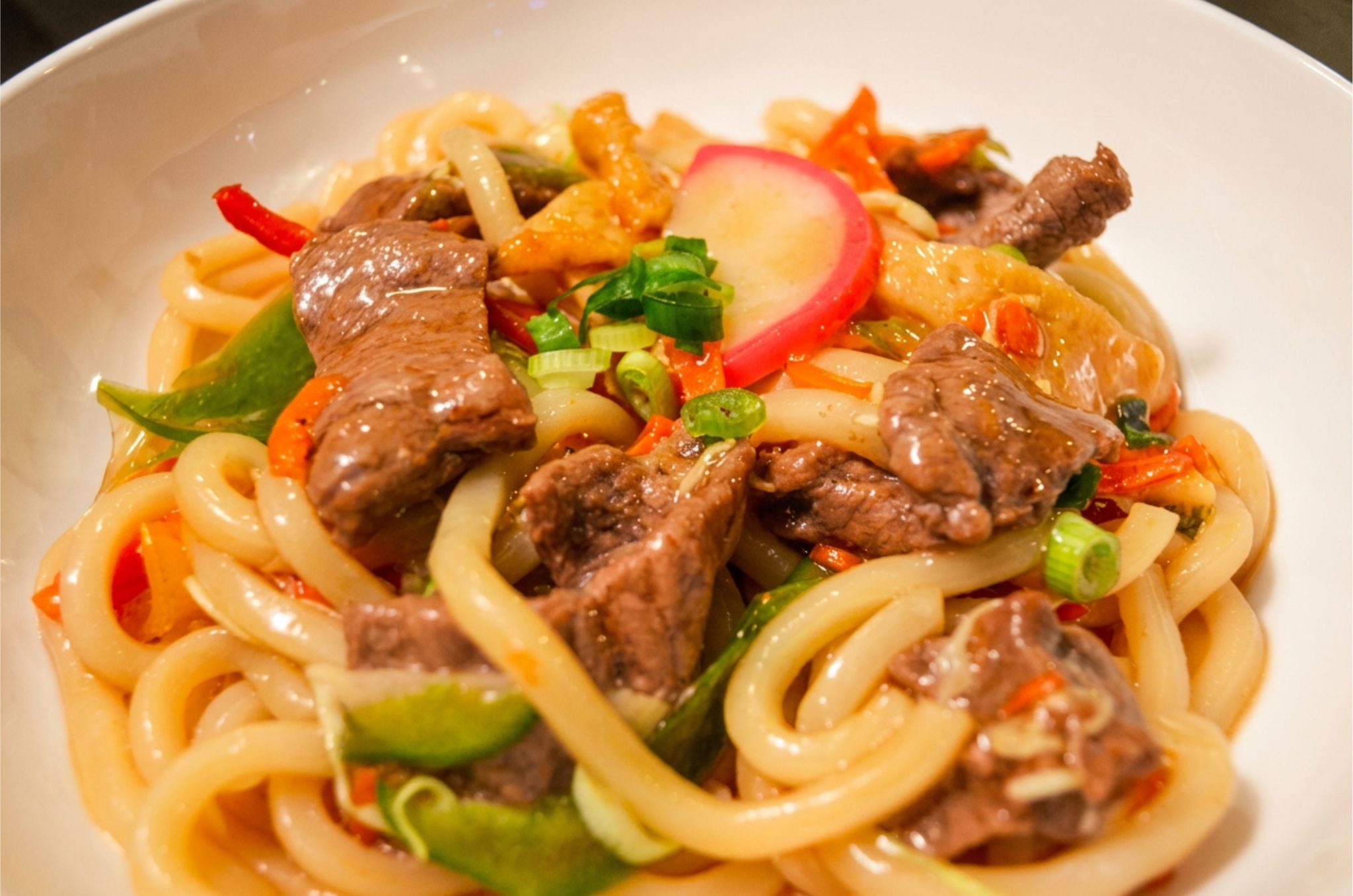 Bibim udon with beef at Hearth Bowl