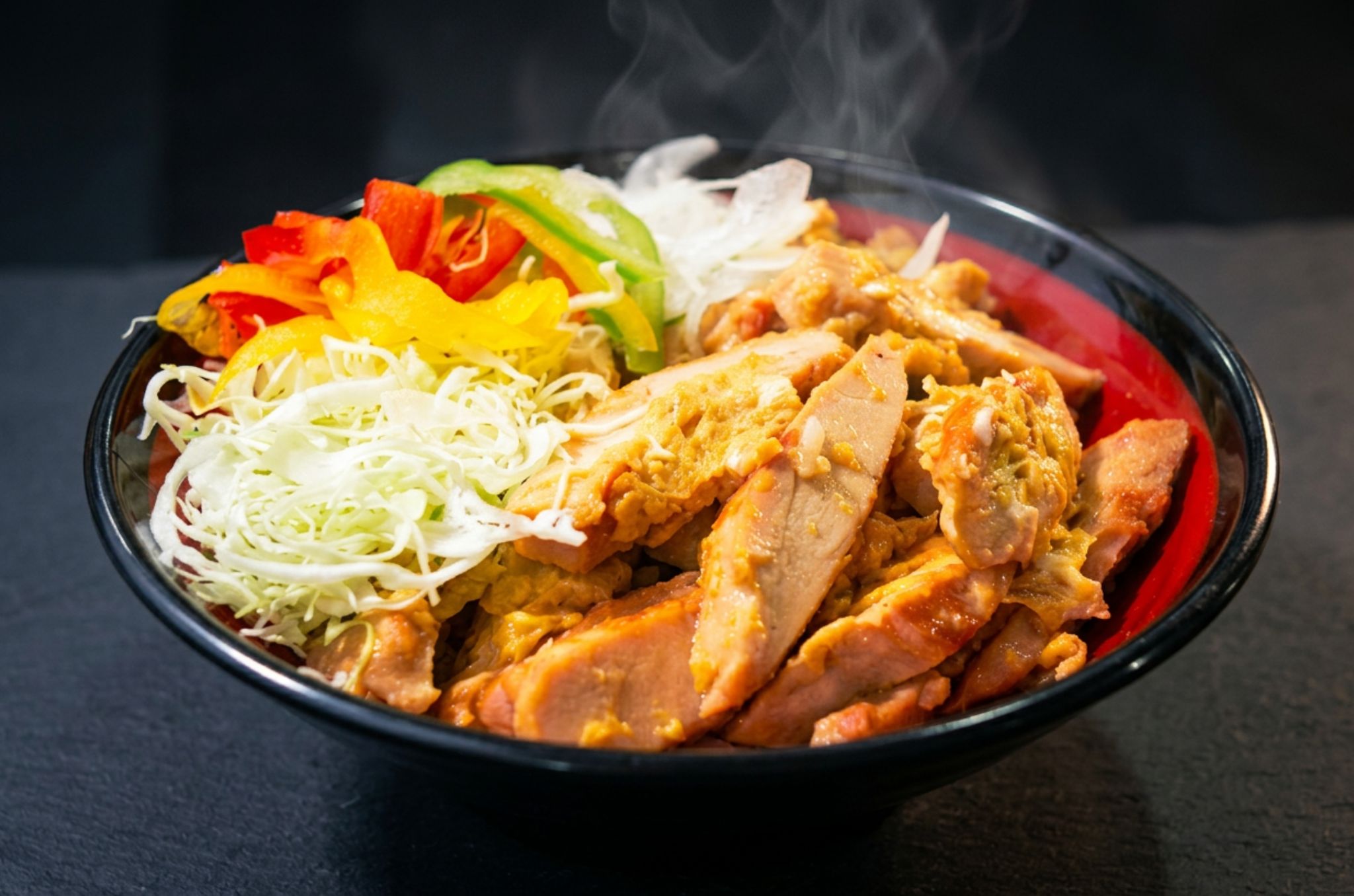 Chicken donburi bowl at Hearth Bowl