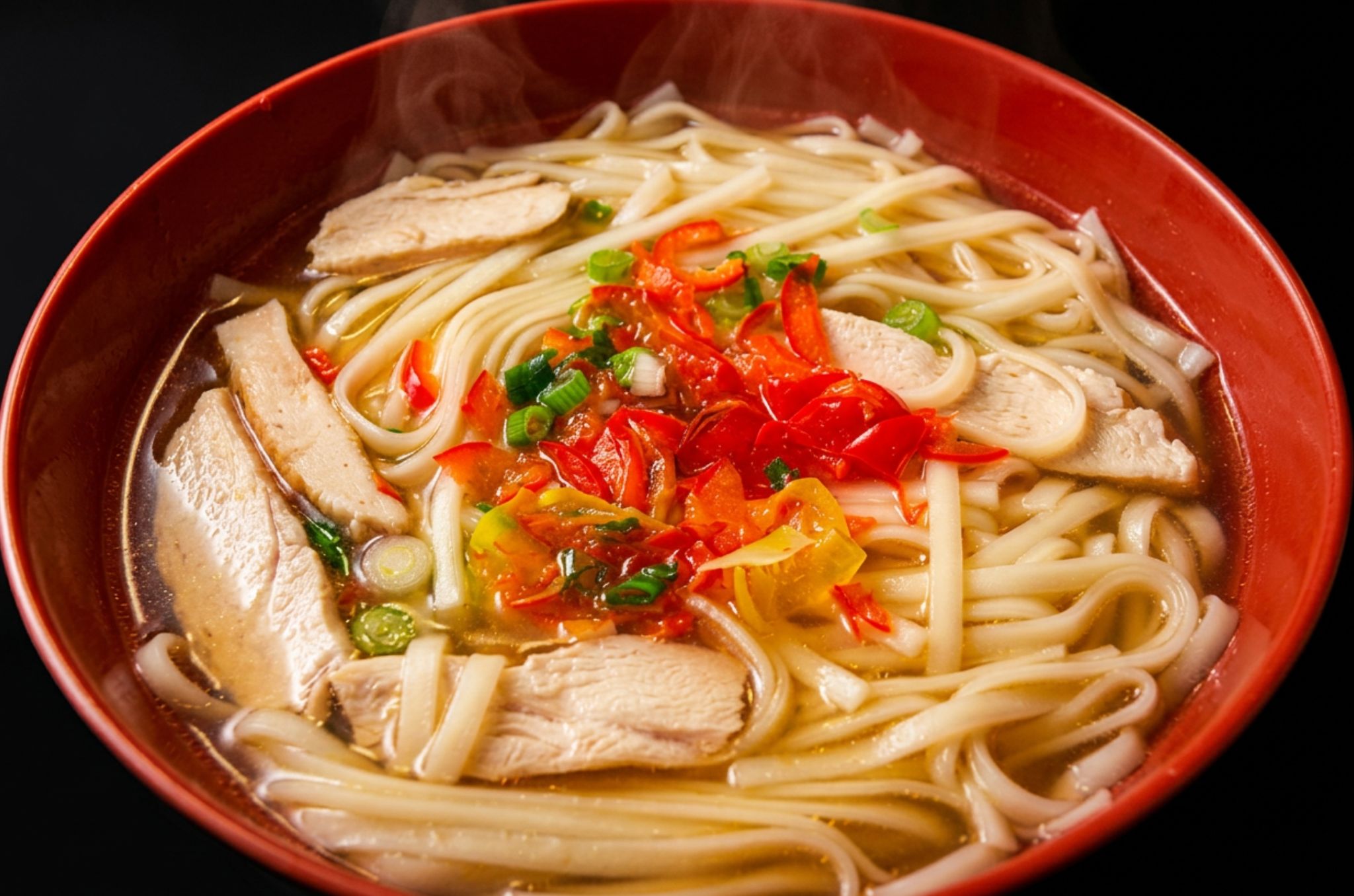 Korean chicken kalgoogsoo bowl at Hearth Bowl
