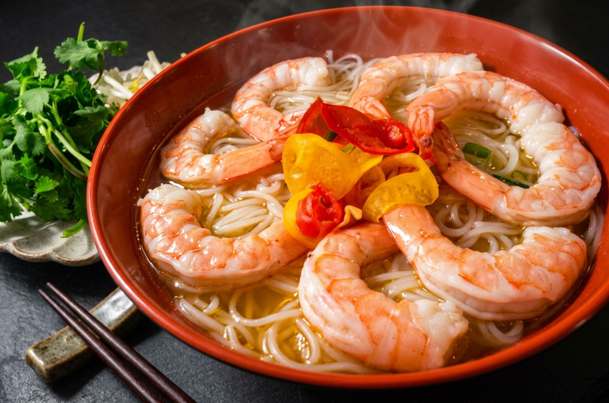 Shrimp pho bowl at Hearth Bowl